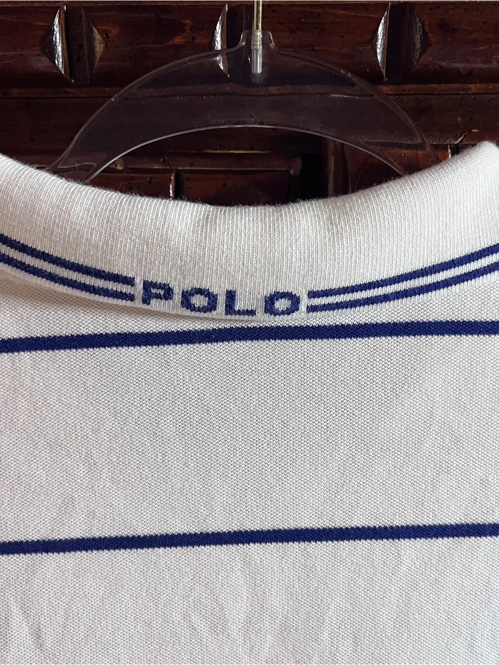 Ralph Lauren White Polo with Navy Stripes and Pink Pony XL